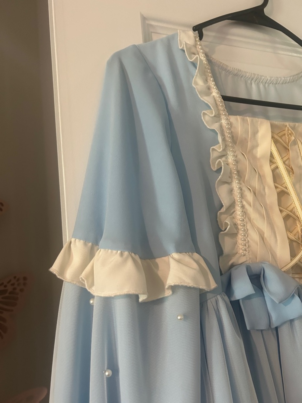 Light Blue Long Sleeve Lace-Trim Lolita Dress - Picture 8 of 13